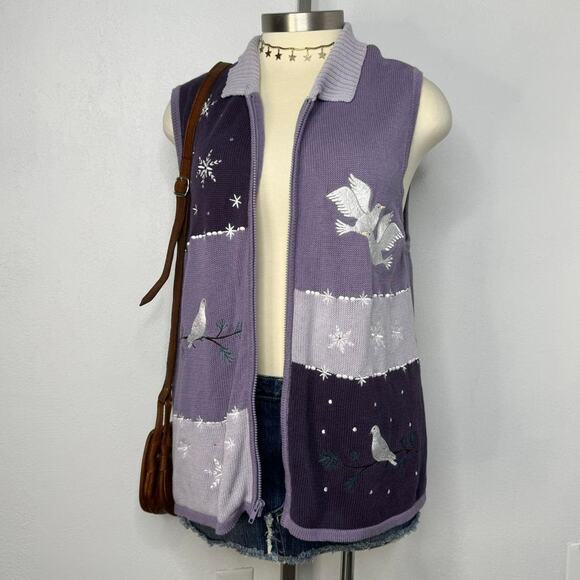 Vintage Blair Embroidered Winter Vest Purple Size XL - Picture 2 of 6
